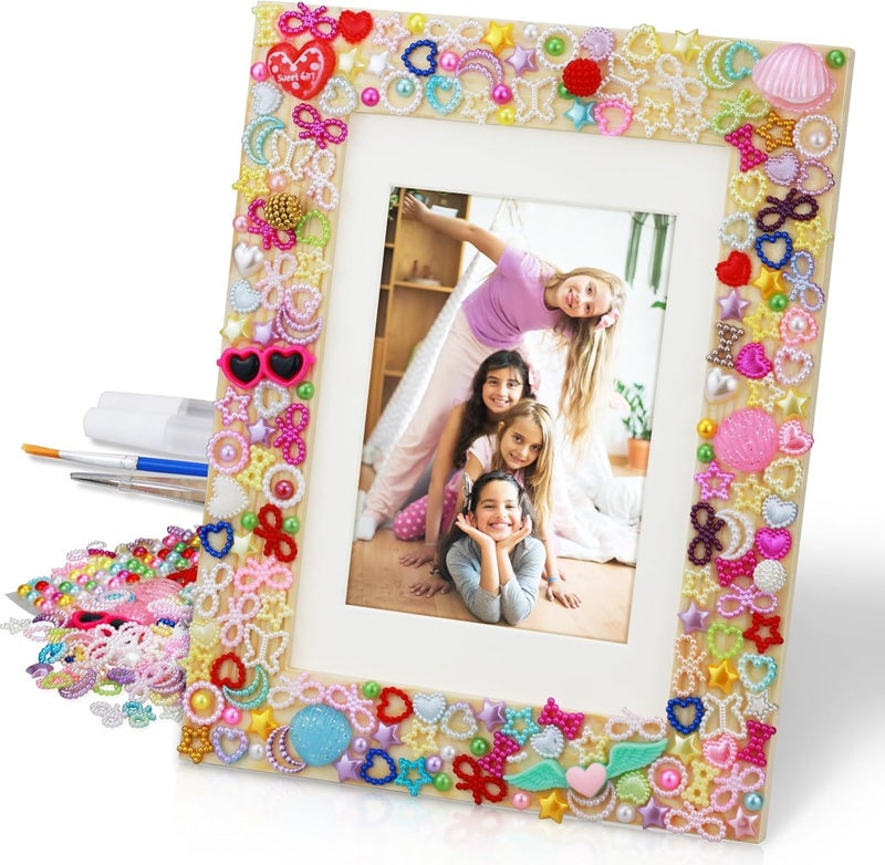 LEJITEKK DIY Picture Frame Craft Kit for Kids - Crafts for Girls 8-12, Tween Girls Gifts 10-12, Mosaic Kids Arts and Crafts Ages 6-8 - Image 1